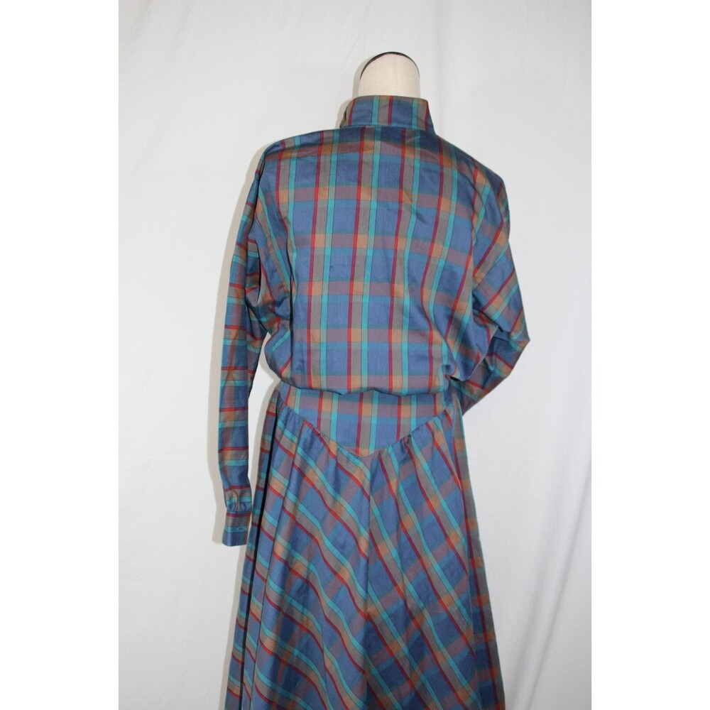 Vintage Jody California Multi Colored Plaid Hippie Prairie 80s Dress Sz 5/6 SM - Picture 12 of 15